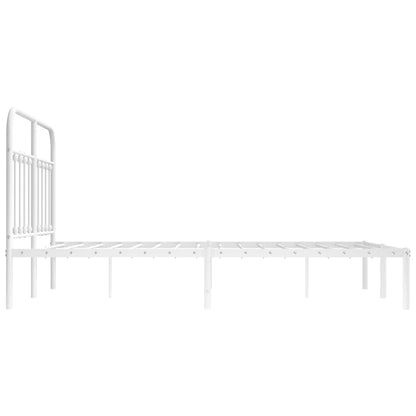 Metal Bed Frame without Mattress with Headboard White 140x190cm