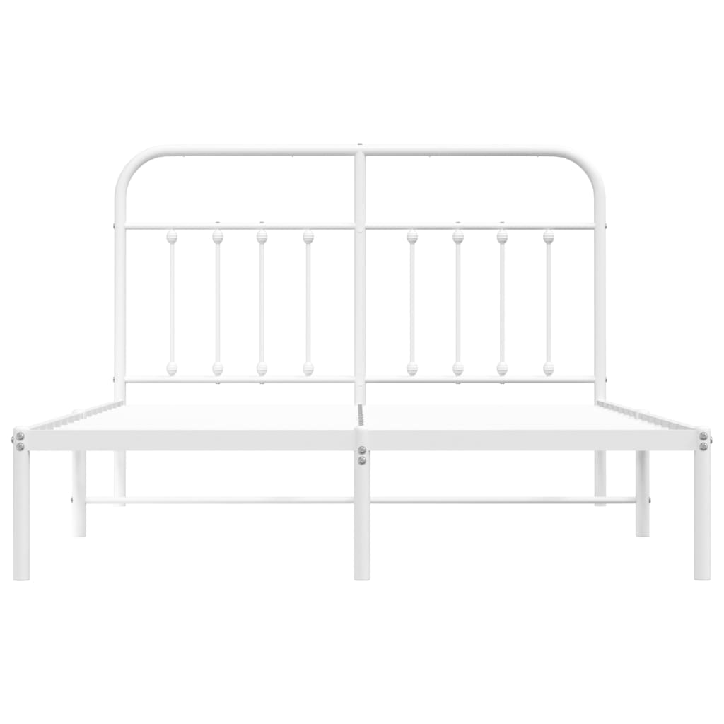 Metal Bed Frame without Mattress with Headboard White 140x200cm