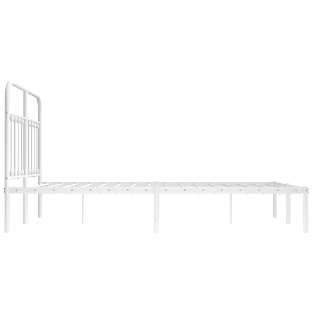 Metal Bed Frame without Mattress with Headboard White 140x200cm