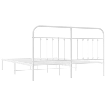 Metal Bed Frame without Mattress with Headboard White 160x200cm