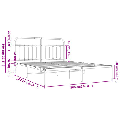 Metal Bed Frame without Mattress with Headboard White 160x200cm