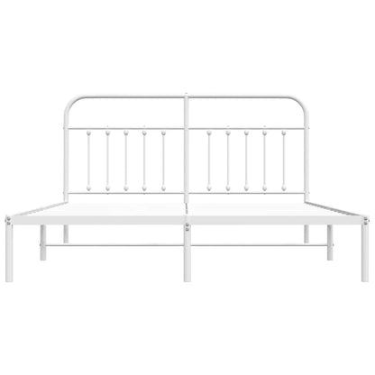 Metal Bed Frame without Mattress with Headboard White 183x213cm