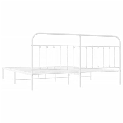 Metal Bed Frame without Mattress with Headboard White 200x200cm