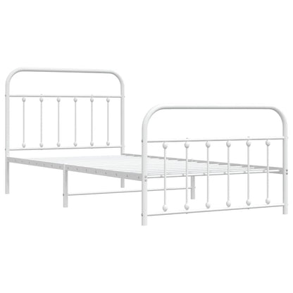 Metal Bed Frame without Mattress with Footboard White 100x200cm