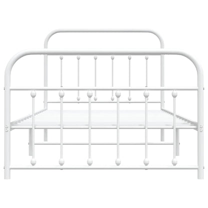 Metal Bed Frame without Mattress with Footboard White 100x200cm