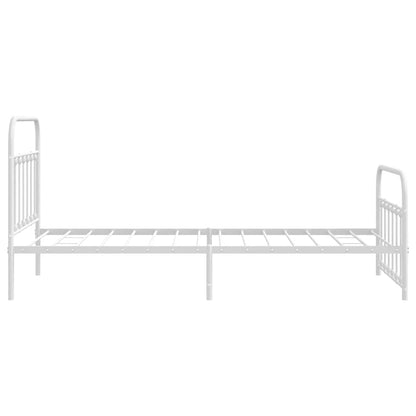 Metal Bed Frame without Mattress with Footboard White 100x200cm