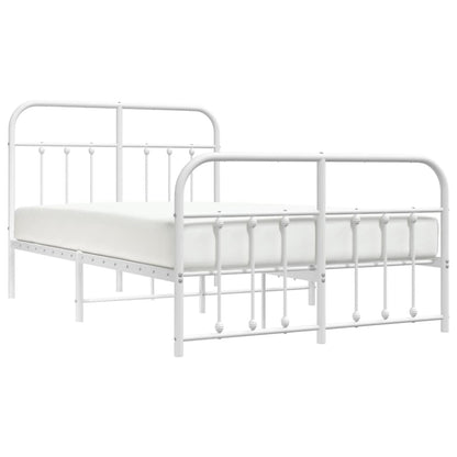 Metal Bed Frame without Mattress with Footboard White 120x190cm