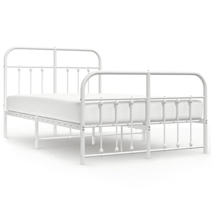 Metal Bed Frame without Mattress with Footboard White 120x200cm