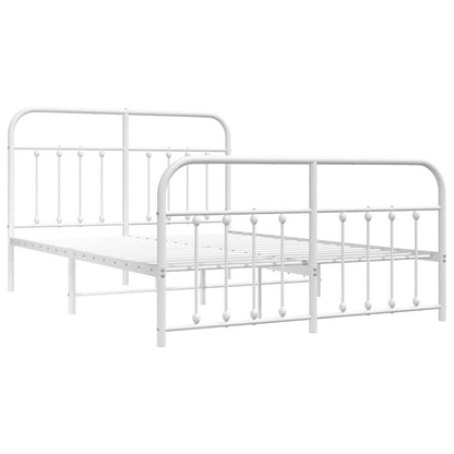Metal Bed Frame without Mattress with Footboard White 135x190cm
