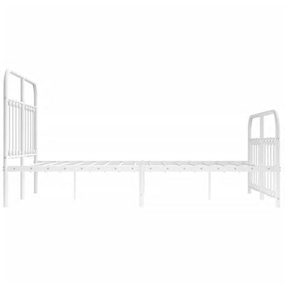 Metal Bed Frame without Mattress with Footboard White 140x190cm