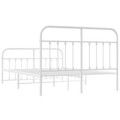 Metal Bed Frame without Mattress with Footboard White 140x190cm