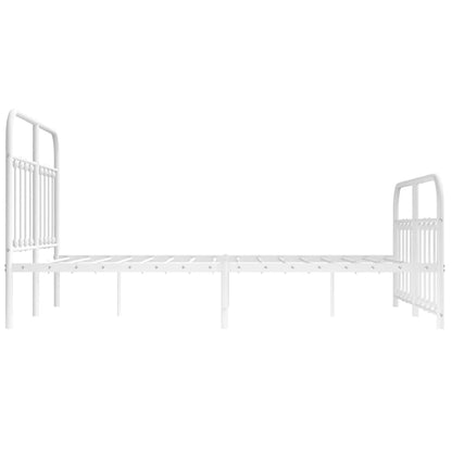Metal Bed Frame without Mattress with Footboard White 140x200cm