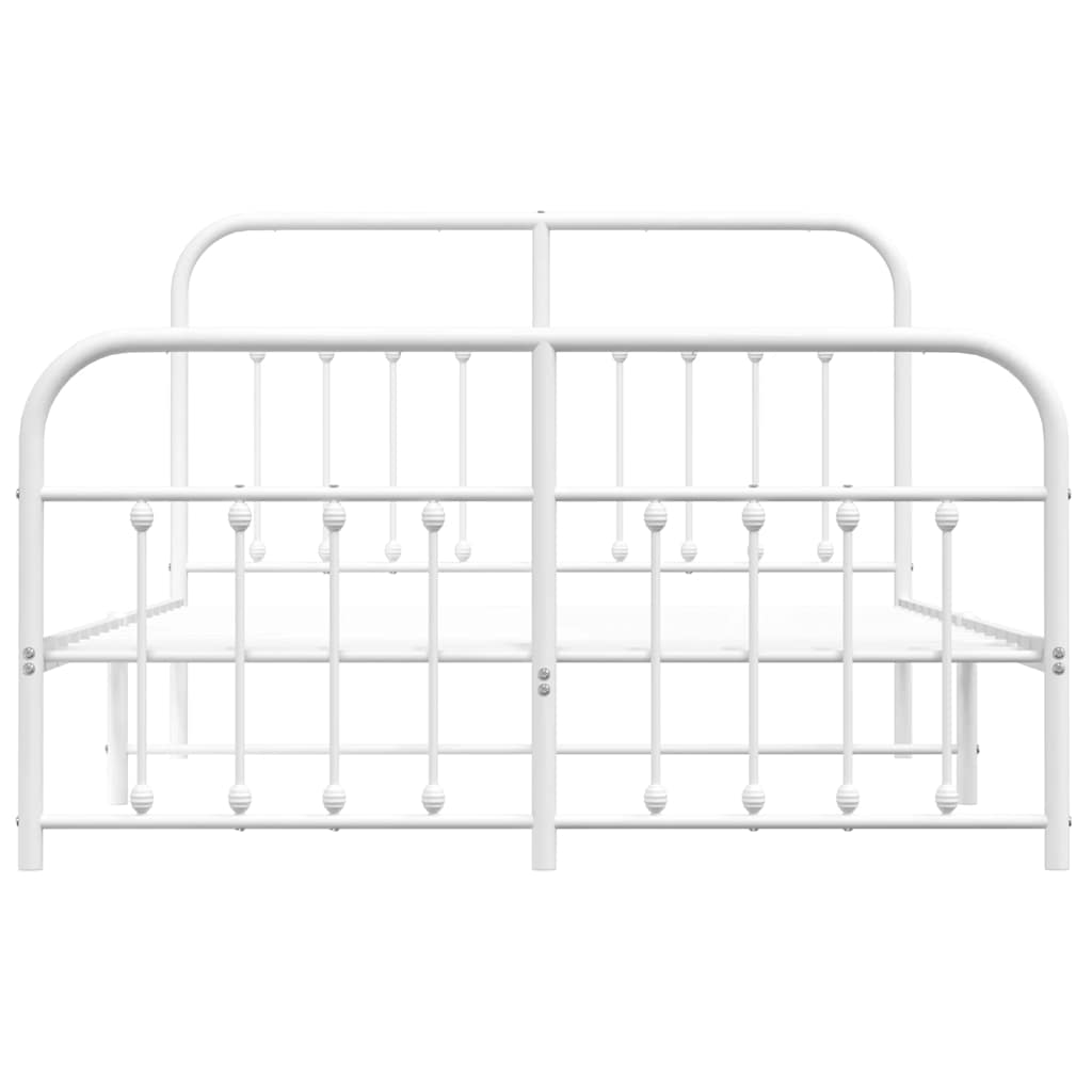 Metal Bed Frame without Mattress with Footboard White 150x200cm