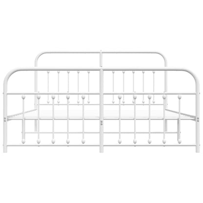 Metal Bed Frame without Mattress with Footboard White 160x200cm