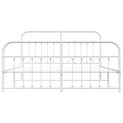 Metal Bed Frame without Mattress with Footboard White 180x200cm