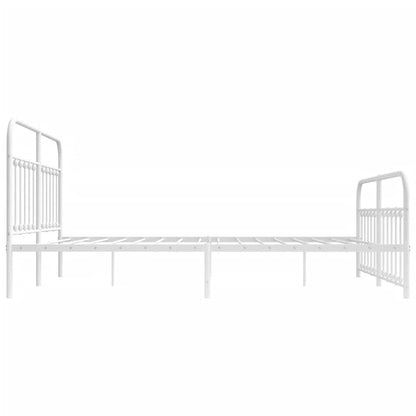 Metal Bed Frame without Mattress with Footboard White 180x200cm