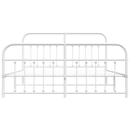 Metal Bed Frame without Mattress with Footboard White 183x213cm