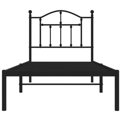 Metal Bed Frame without Mattress with Headboard Black 80x200cm