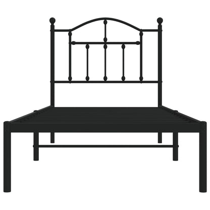 Metal Bed Frame without Mattress with Headboard Black 90x190cm