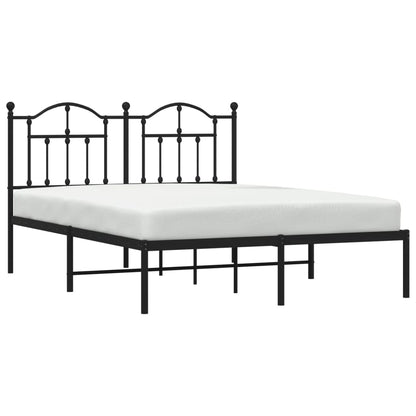 Metal Bed Frame without Mattress with Headboard Black 140x190cm