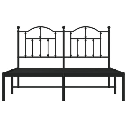Metal Bed Frame without Mattress with Headboard Black 140x190cm