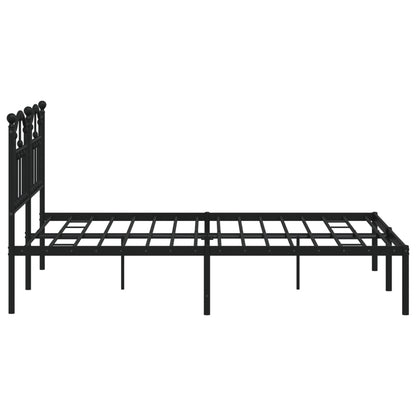 Metal Bed Frame without Mattress with Headboard Black 140x190cm