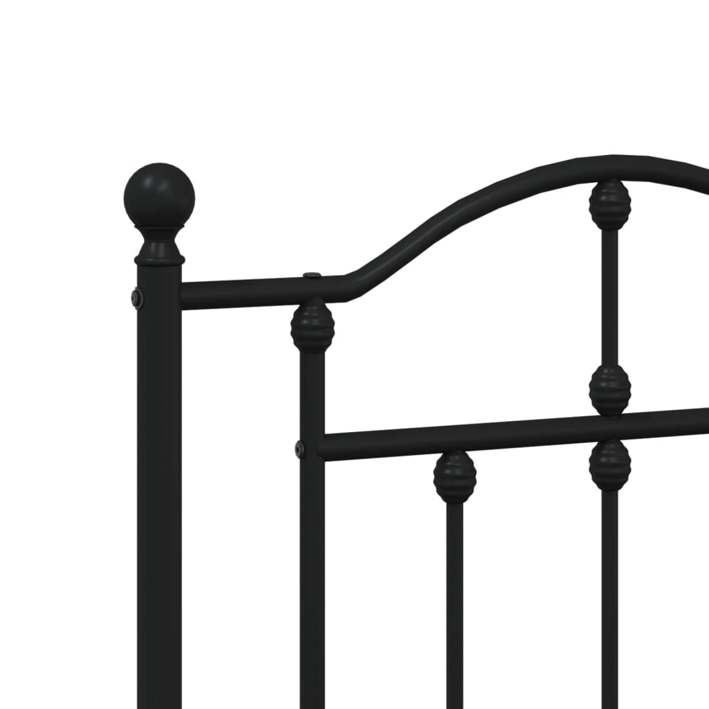 Metal Bed Frame without Mattress with Headboard Black 140x190cm