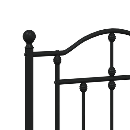 Metal Bed Frame without Mattress with Headboard Black 140x190cm