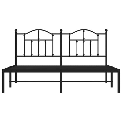 Metal Bed Frame without Mattress with Headboard Black 180x200cm