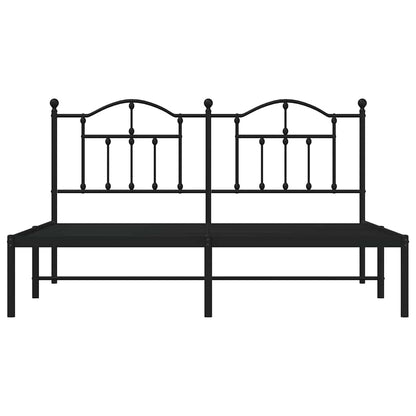 Metal Bed Frame without Mattress with Headboard Black 183x213cm