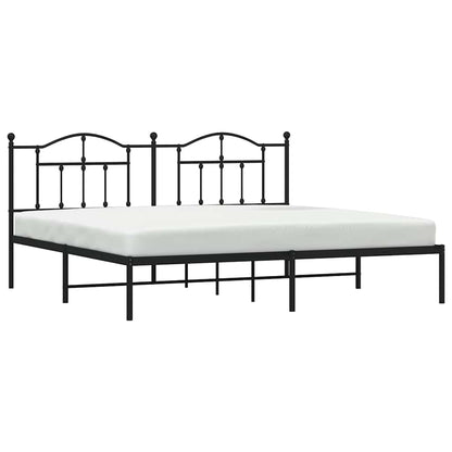 Metal Bed Frame without Mattress with Headboard Black 193x203cm