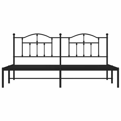 Metal Bed Frame without Mattress with Headboard Black 193x203cm