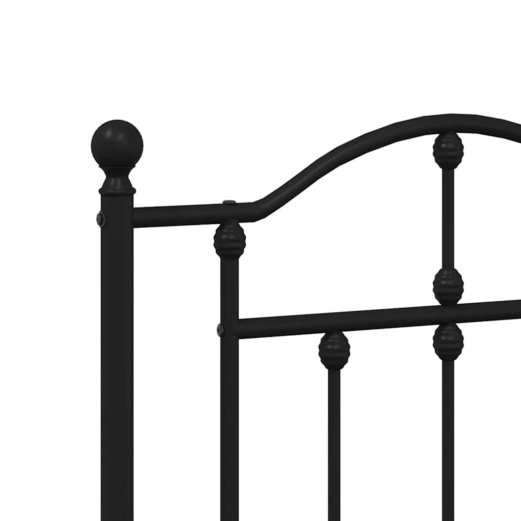 Metal Bed Frame without Mattress with Headboard Black 193x203cm