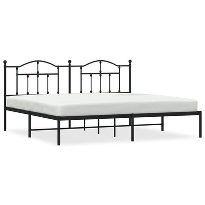 Metal Bed Frame without Mattress with Headboard Black 200x200cm