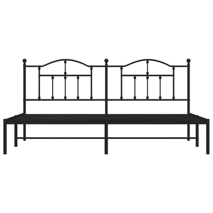 Metal Bed Frame without Mattress with Headboard Black 200x200cm
