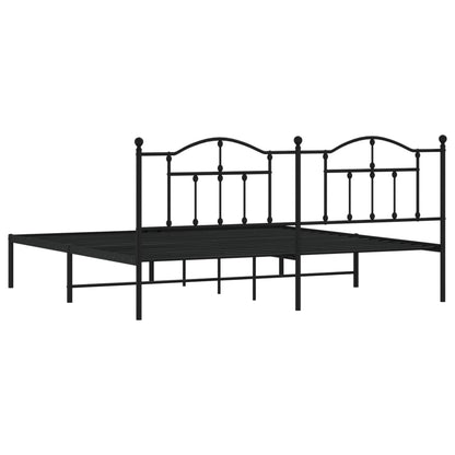 Metal Bed Frame without Mattress with Headboard Black 200x200cm