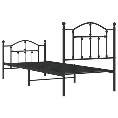 Metal Bed Frame without Mattress with Footboard Black 80x200cm