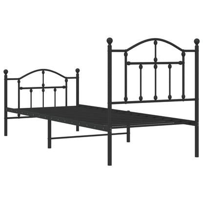 Metal Bed Frame without Mattress with Footboard Black 90x200cm