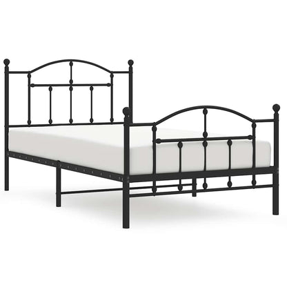 Metal Bed Frame without Mattress with Footboard Black 100x190cm