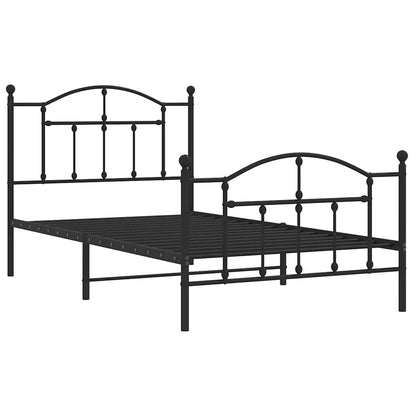 Metal Bed Frame without Mattress with Footboard Black 100x190cm