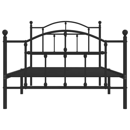 Metal Bed Frame without Mattress with Footboard Black 100x190cm