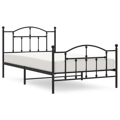 Metal Bed Frame without Mattress with Footboard Black 100x200cm