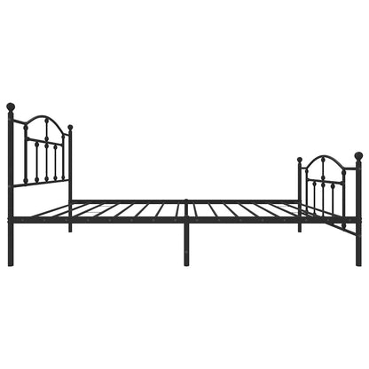 Metal Bed Frame without Mattress with Footboard Black 100x200cm