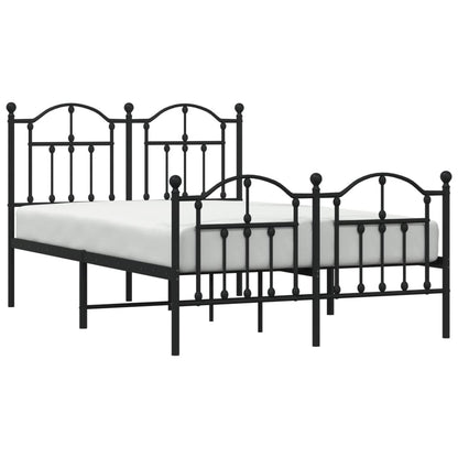 Metal Bed Frame without Mattress with Footboard Black 120x190cm