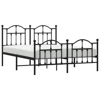Metal Bed Frame without Mattress with Footboard Black 135x190cm