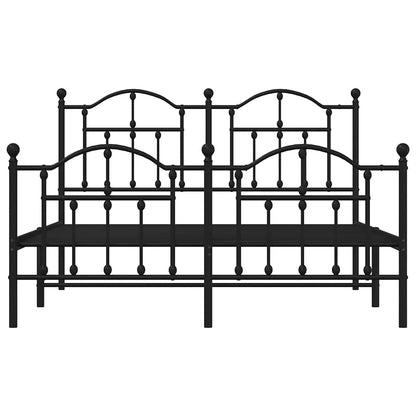 Metal Bed Frame without Mattress with Footboard Black 135x190cm