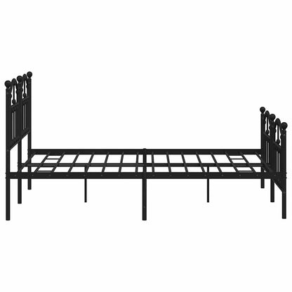 Metal Bed Frame without Mattress with Footboard Black 135x190cm