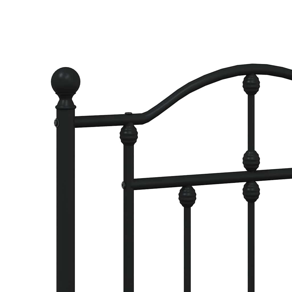 Metal Bed Frame without Mattress with Footboard Black 135x190cm