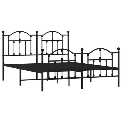 Metal Bed Frame without Mattress with Footboard Black 140x200cm