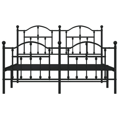 Metal Bed Frame without Mattress with Footboard Black 140x200cm